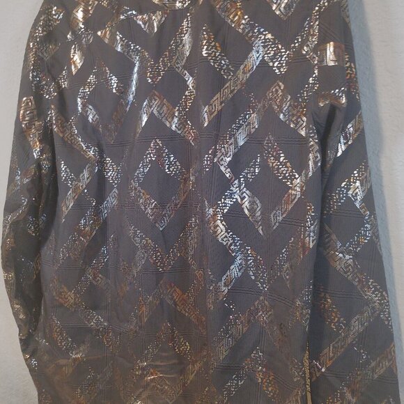 NWT Silver Stone Collection Men's Size MEDIUM Metallic Print Button Down Shirt - Picture 10 of 11